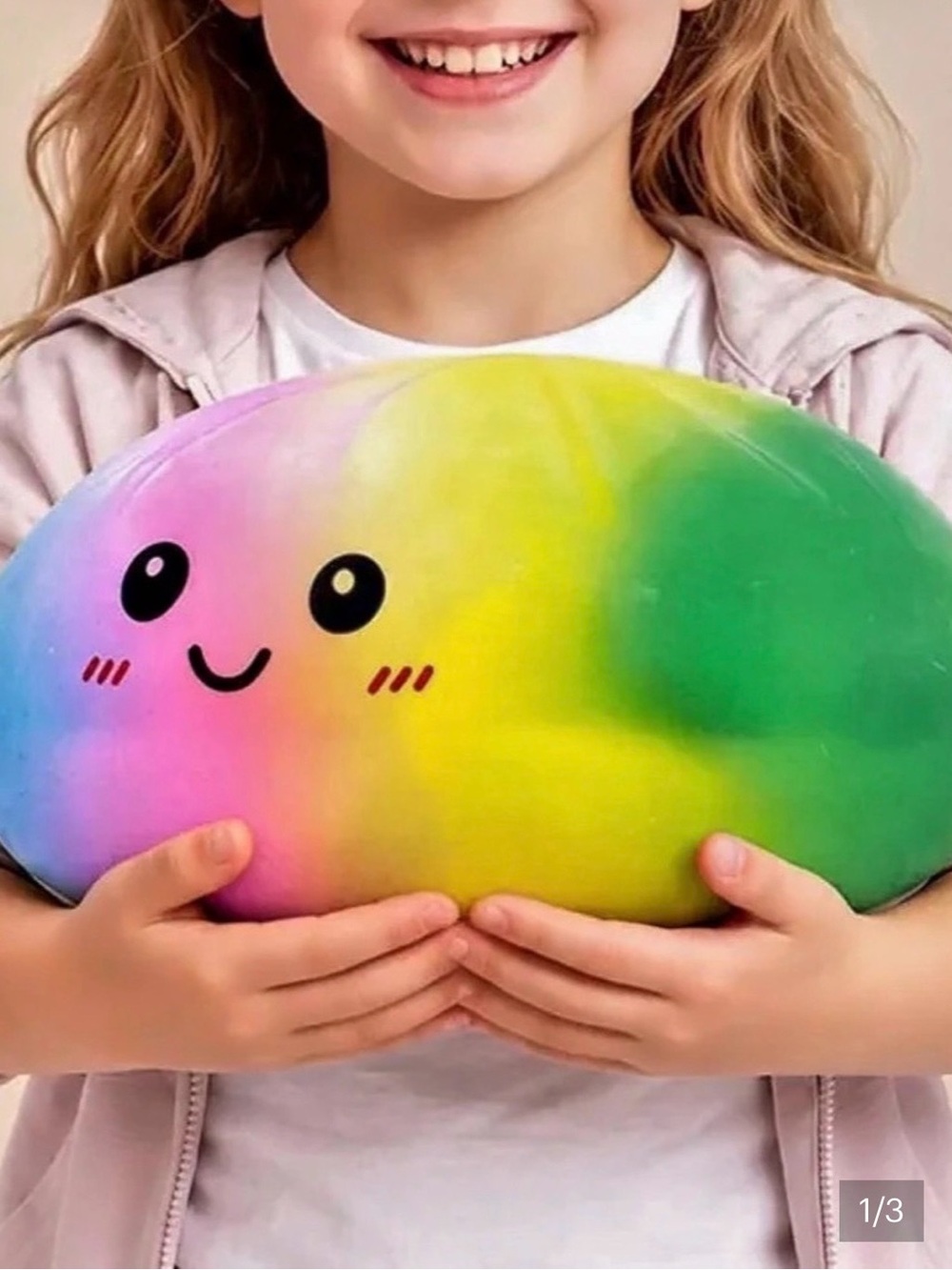 Rainbow Smiley Plush Pillow - Multicolor Cozy Cushion